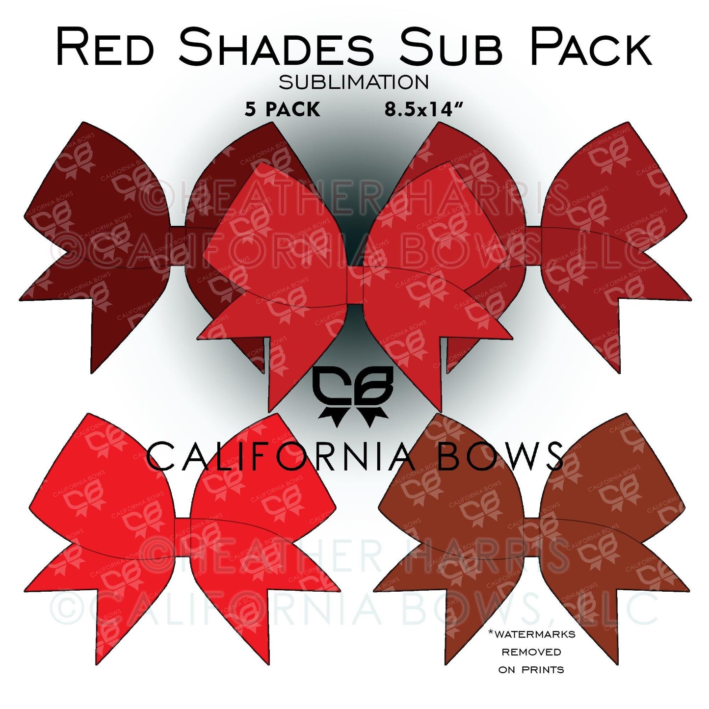 Red Shades Cheer Bow Design Sublimation Download PNG