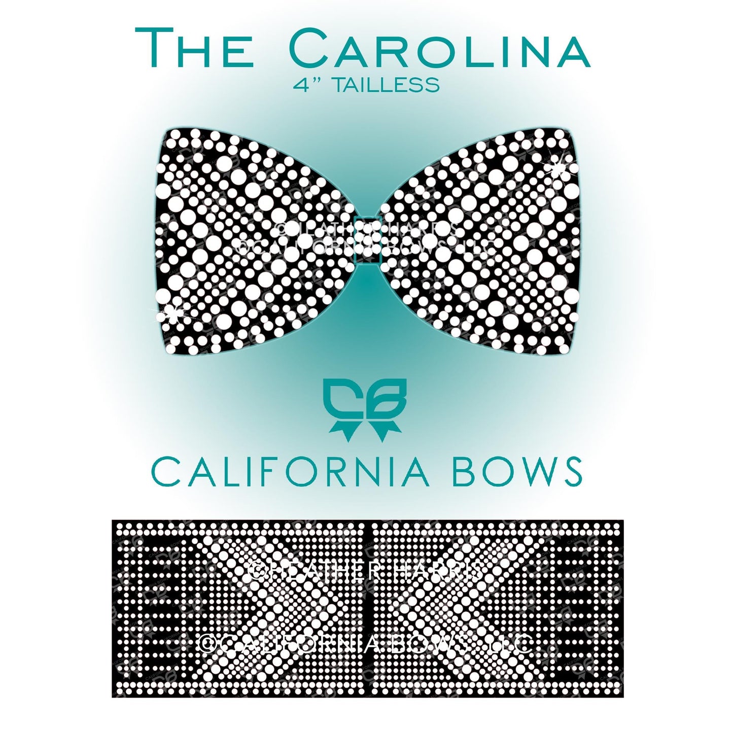 Carolina 4" Tailless Bow Rhinestone Template Download