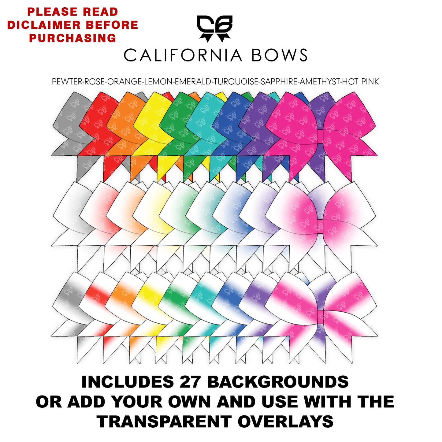 PRO PACK Cheer Bow Design Sublimation Download PNG