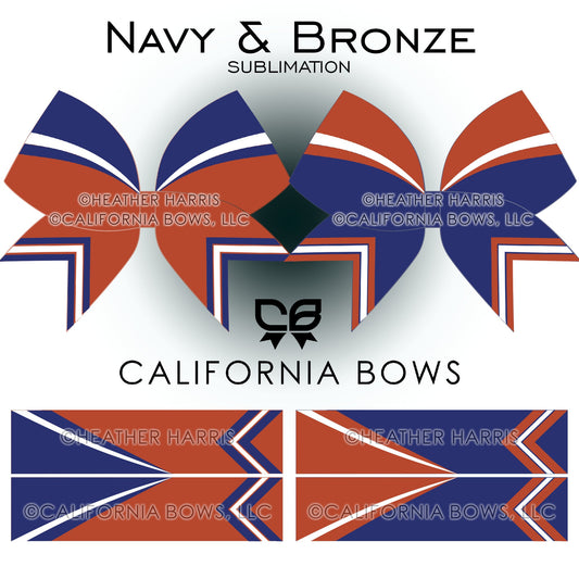 Navy Bronze Athletic Cheer Bow Design Sublimation Download PNG