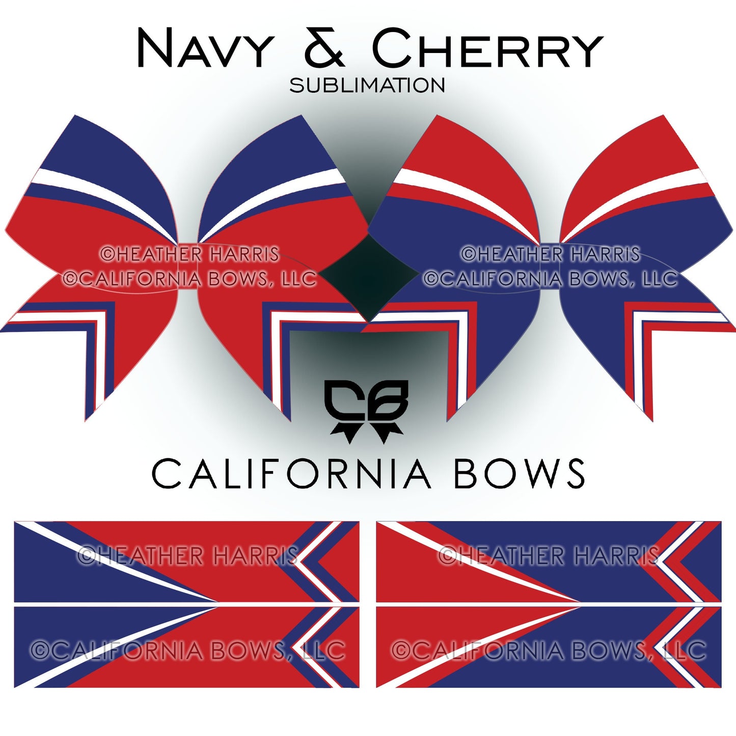 Navy Cherry Athletic Cheer Bow Design Sublimation Download PNG