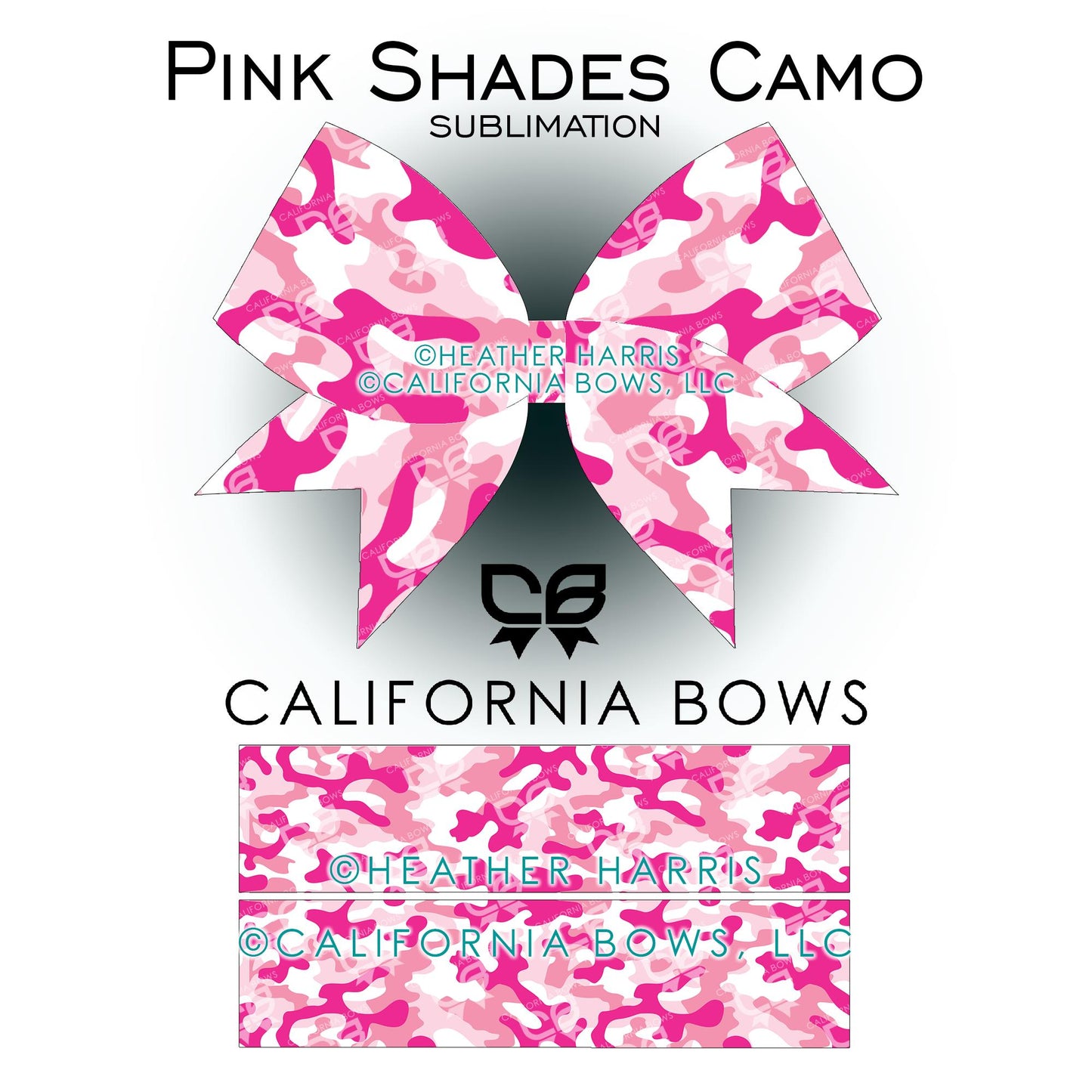 Pink Camo Cheer Bow Design Sublimation Download PNG