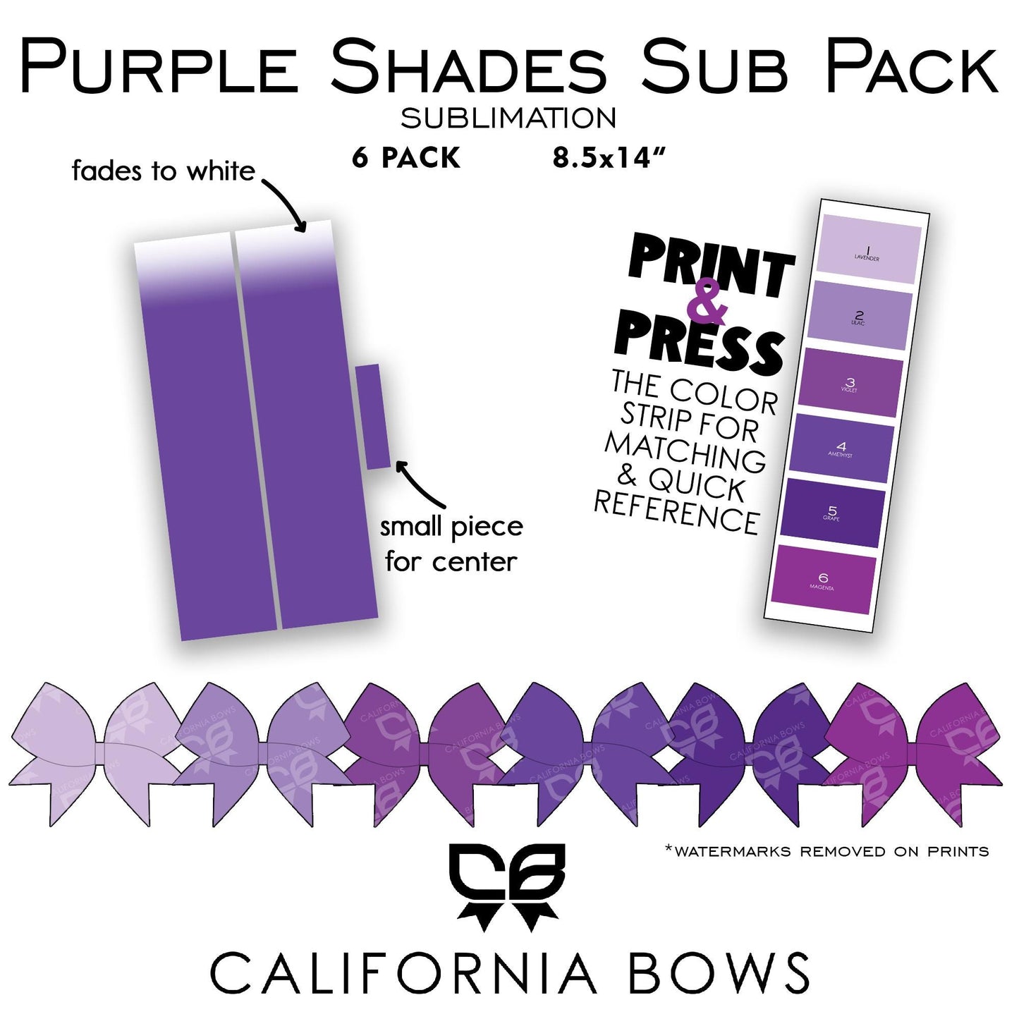 Purple Shades Cheer Bow Design Sublimation Download PNG