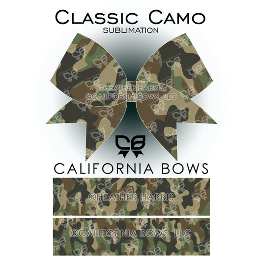 Classic Camo Cheer Bow Design Sublimation Download PNG