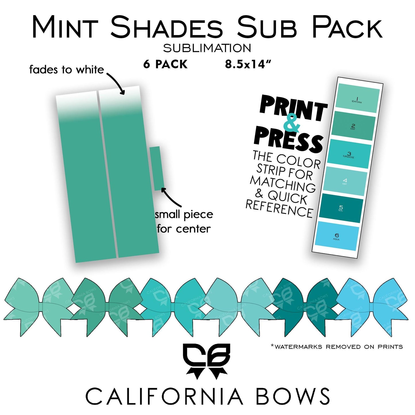 Mint Shades Cheer Bow Design Sublimation Download PNG