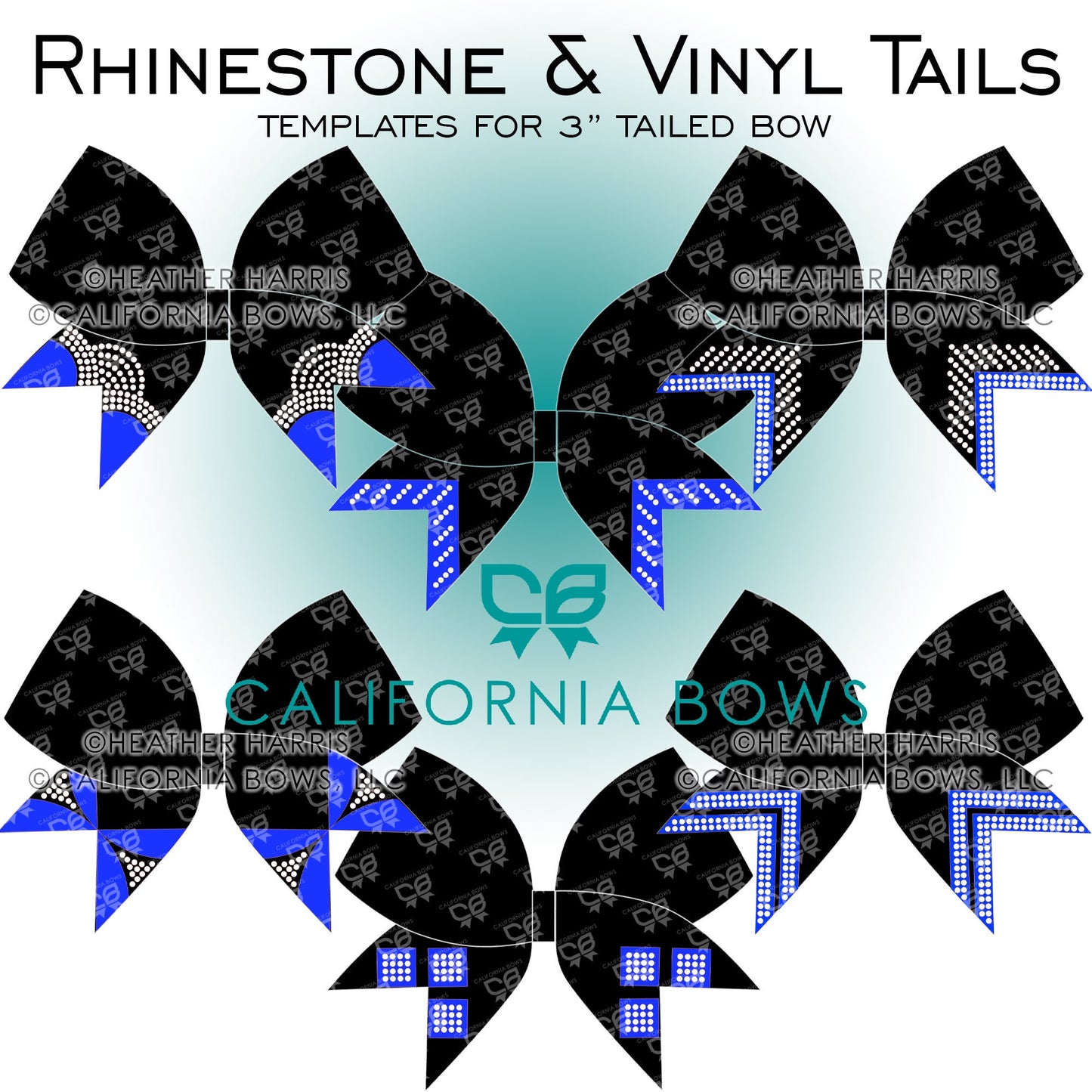 Decorative Tails 3" Cheer Bow Vinyl Rhinestone Template Downloads