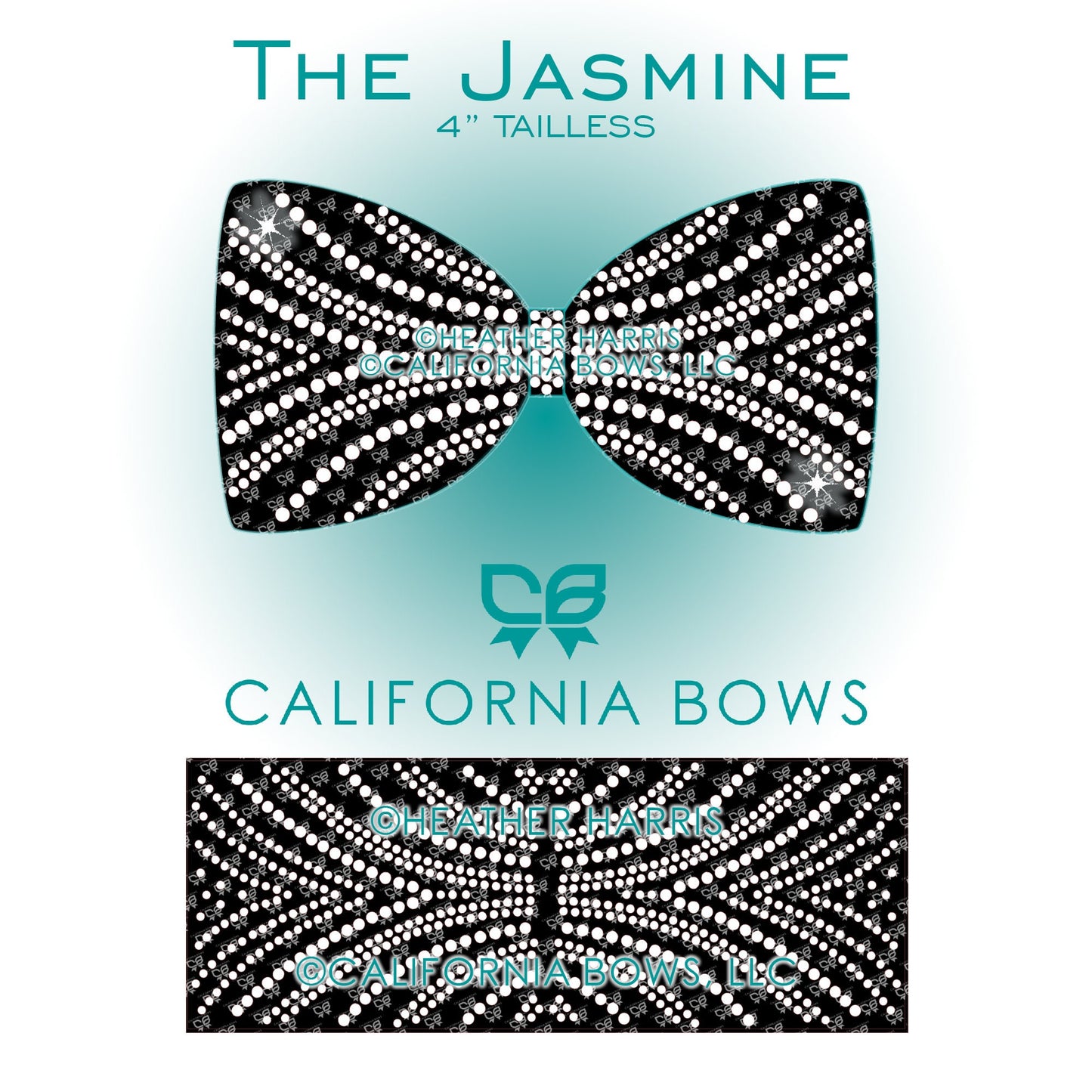 Jasmine 4" Tailless Cheer Bow Rhinestone Template Download