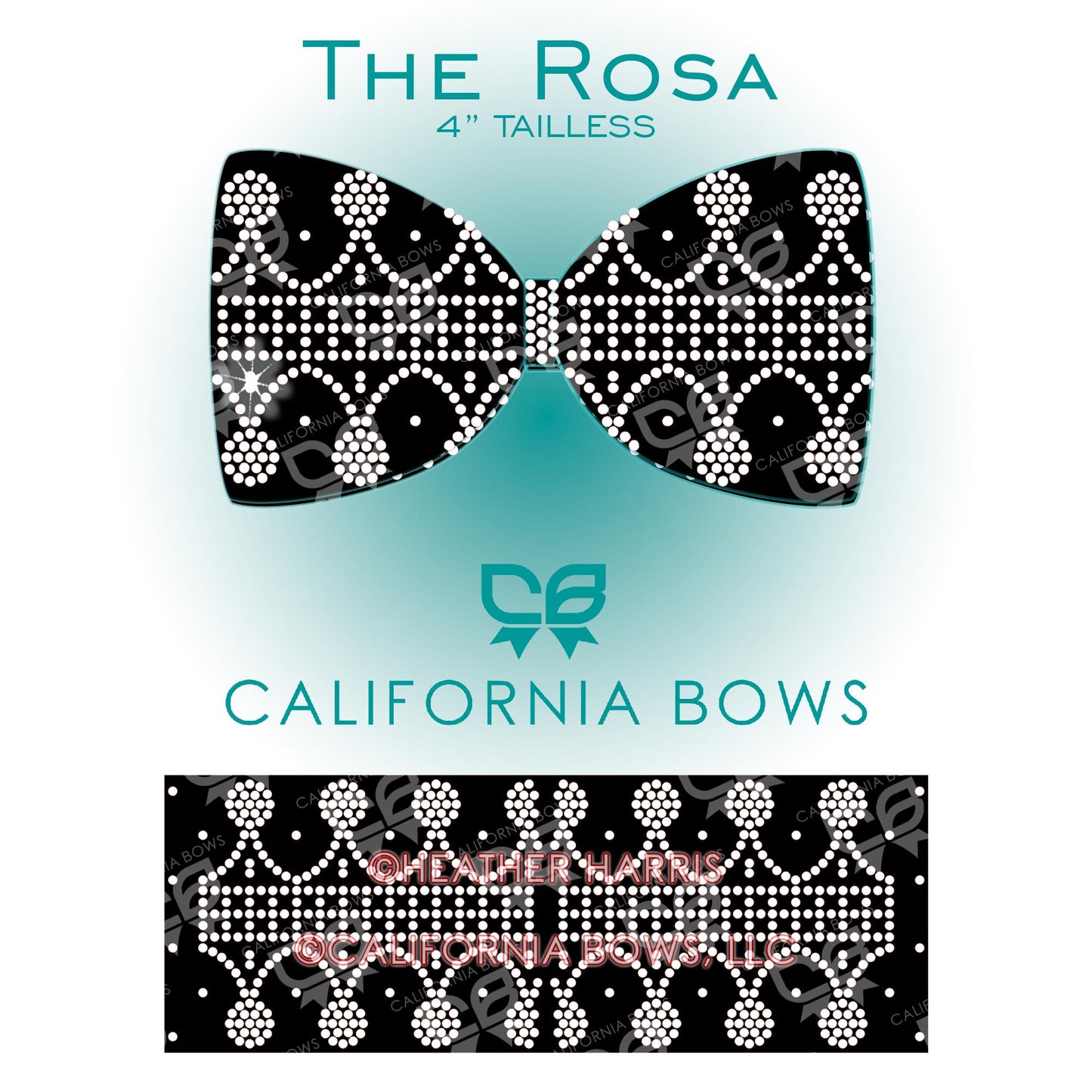 Rosa 4" Tailless Bow Rhinestone Template Download