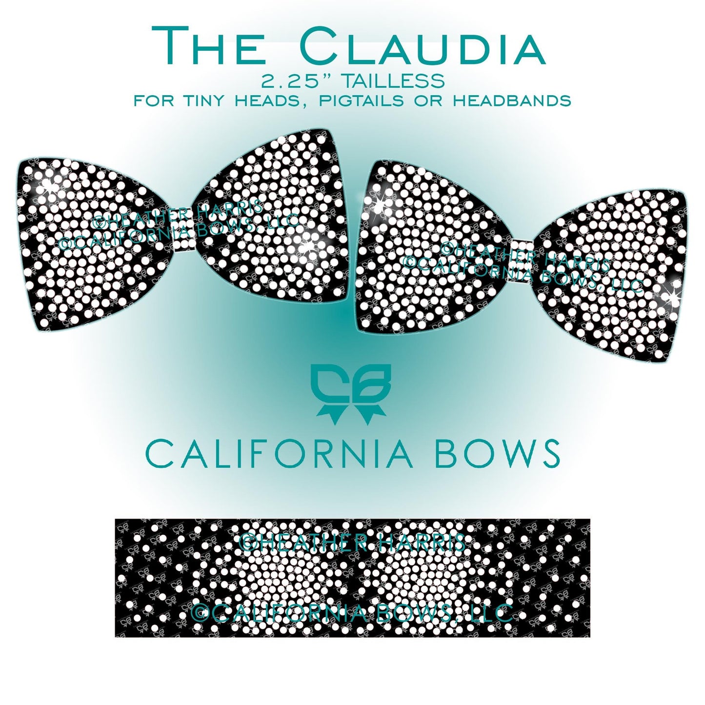 Claudia 2.25" Tailless Bow Rhinestone Template Download