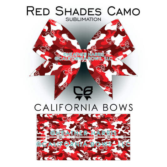 Red Camo Cheer Bow Design Sublimation Download PNG