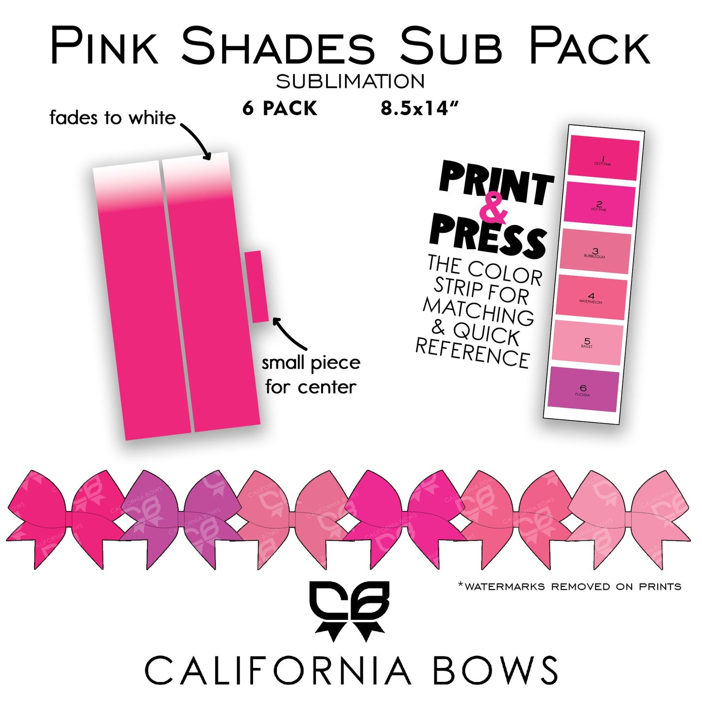 Pink Shades Cheer Bow Design Sublimation Download PNG