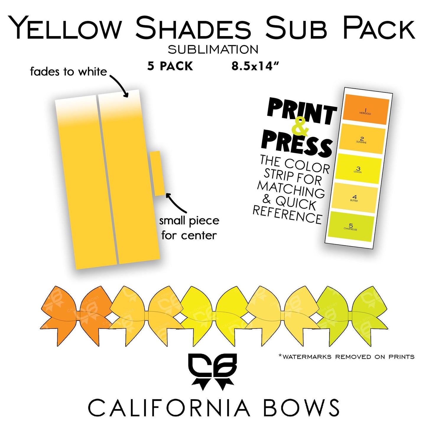 Yellow Shades Cheer Bow Design Sublimation Download PNG