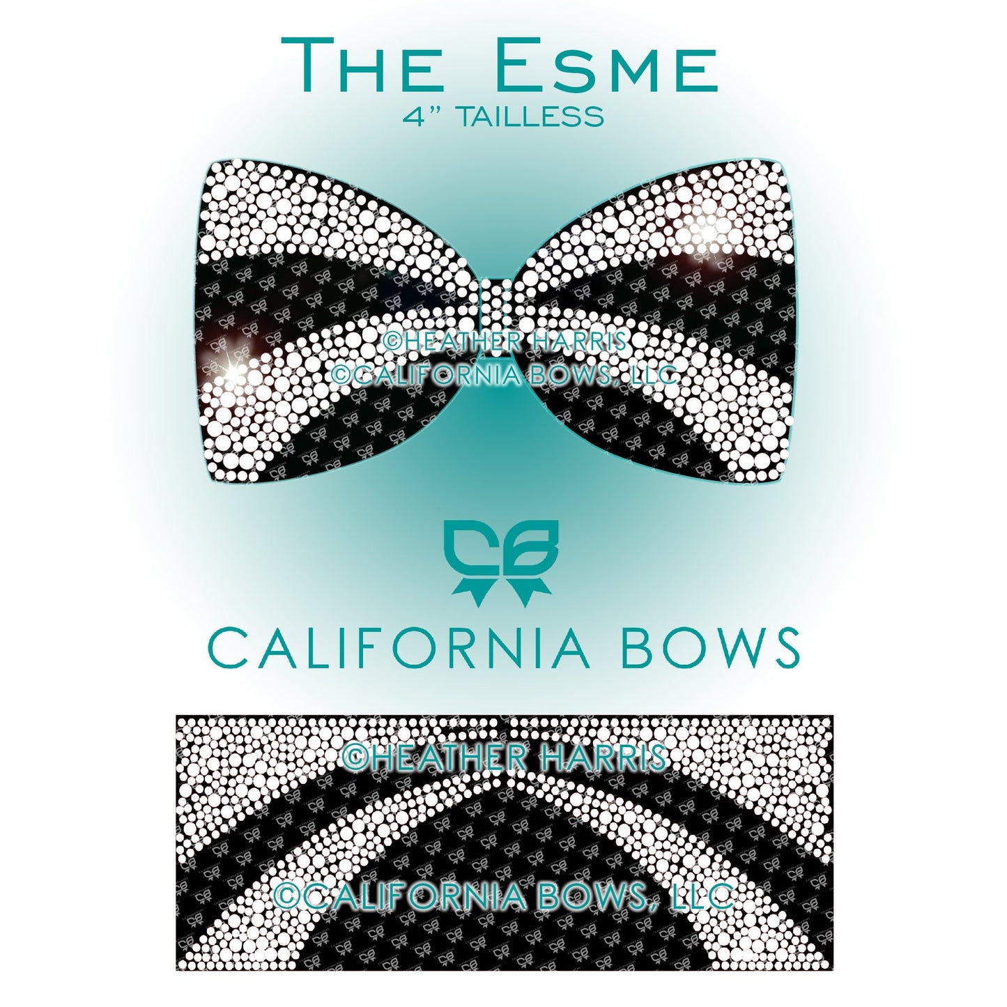 Esme 4" Tailless Bow Rhinestone Template Download