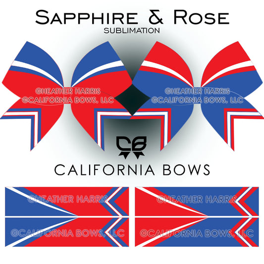 Sapphire Rose Red Athletic Cheer Bow Design Sublimation Download PNG
