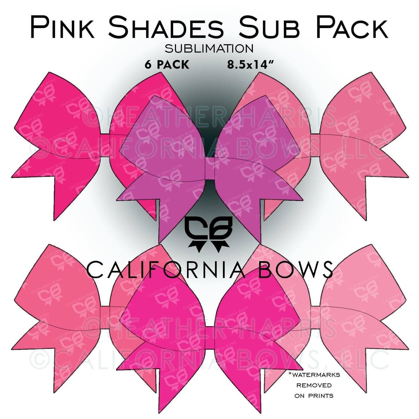 Pink Shades Cheer Bow Design Sublimation Download PNG