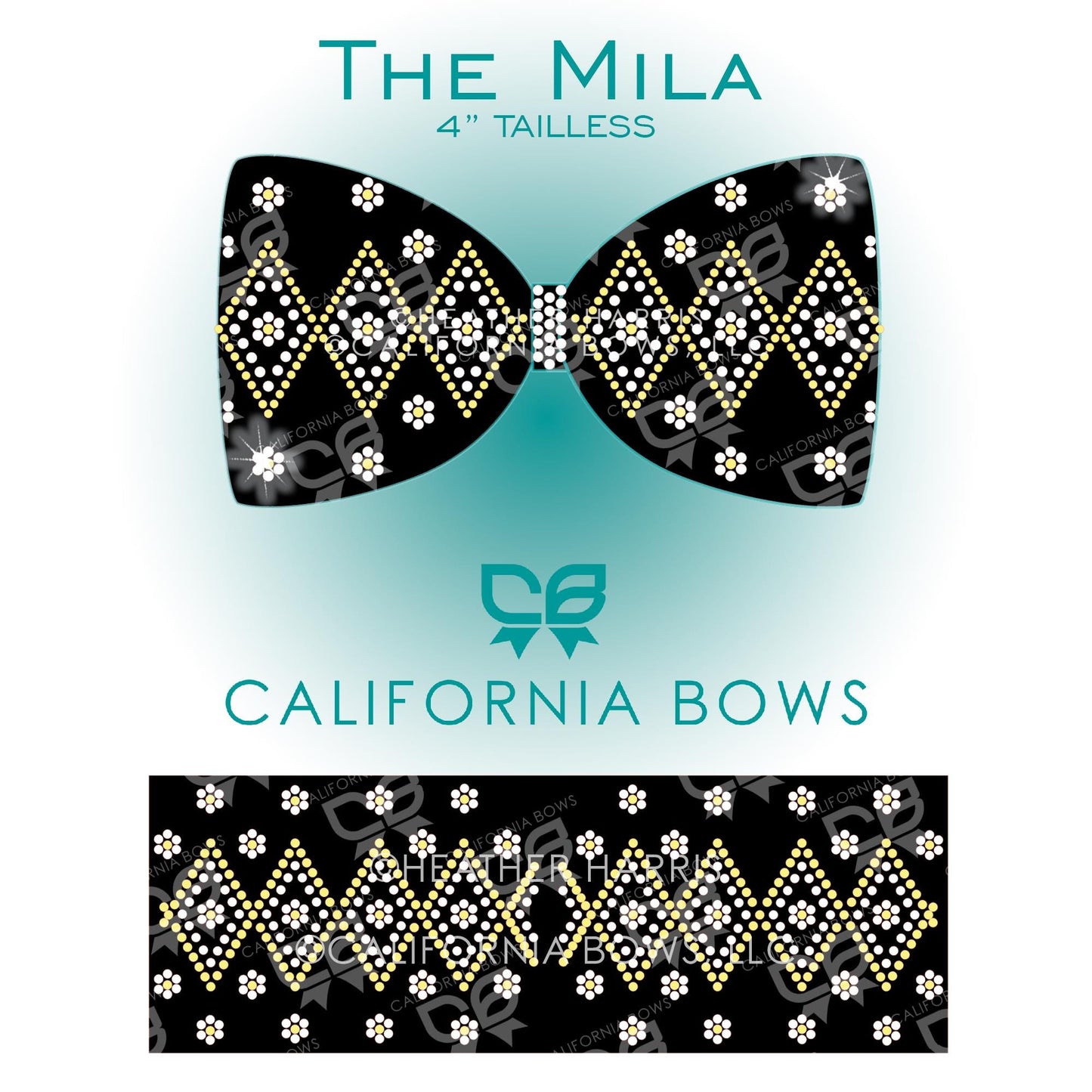 Mila 4" Tailless Bow Rhinestone Template Download