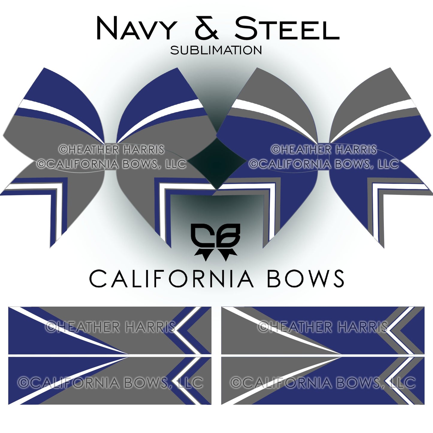 Navy Steel Athletic Cheer Bow Design Sublimation Download PNG