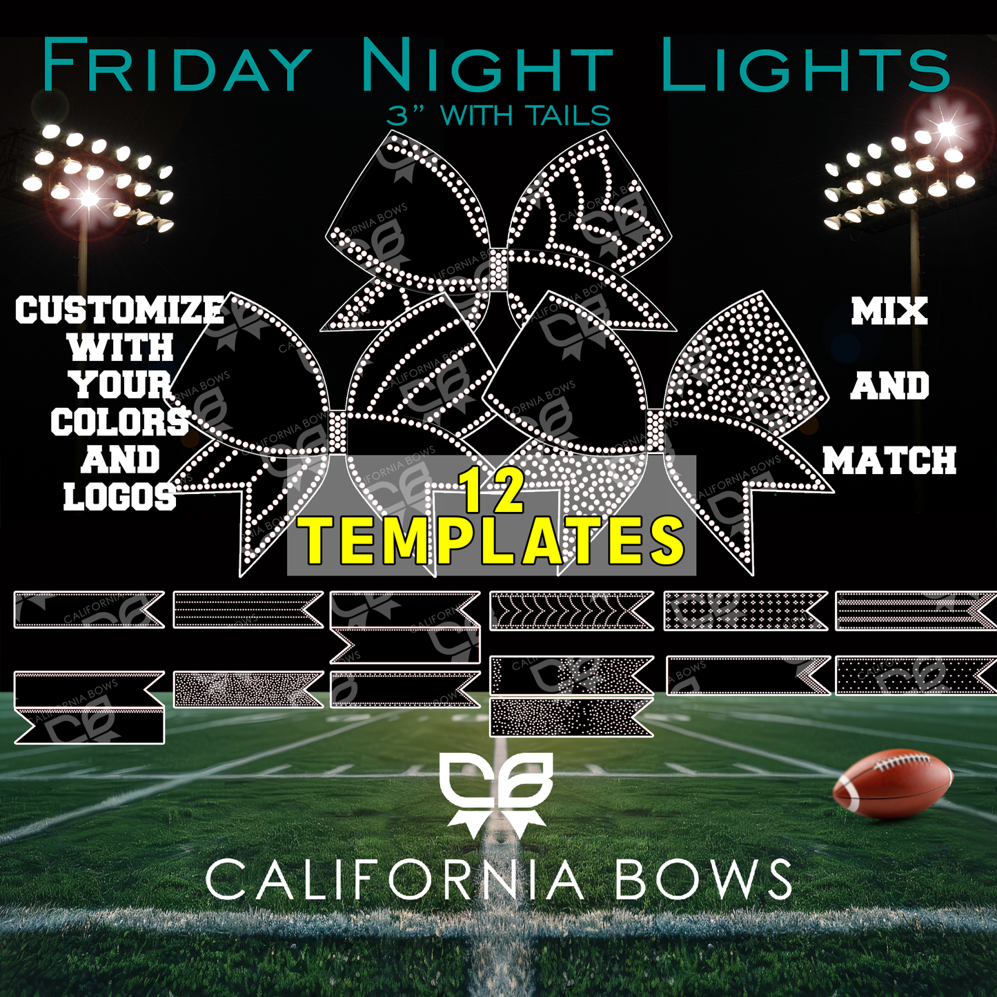 Friday Night Lights 3" Bow Rhinestone Template Download