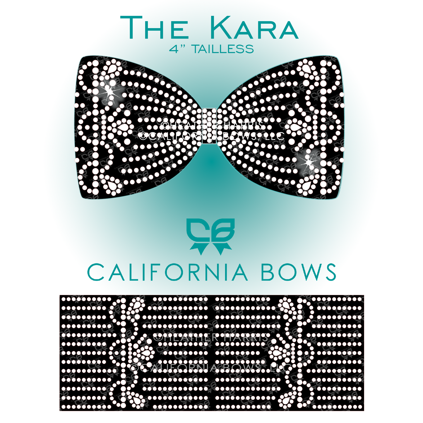 Kara 4" Tailless Bow Rhinestone Template Download