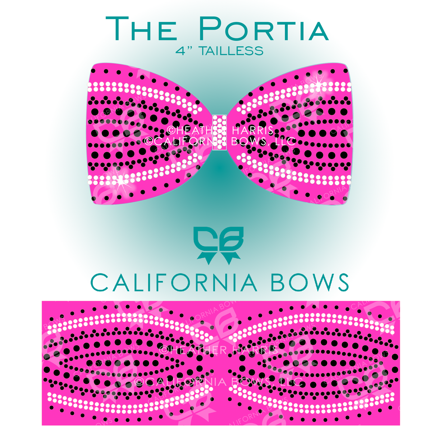 Portia 4" Tailless Bow Rhinestone Template Download