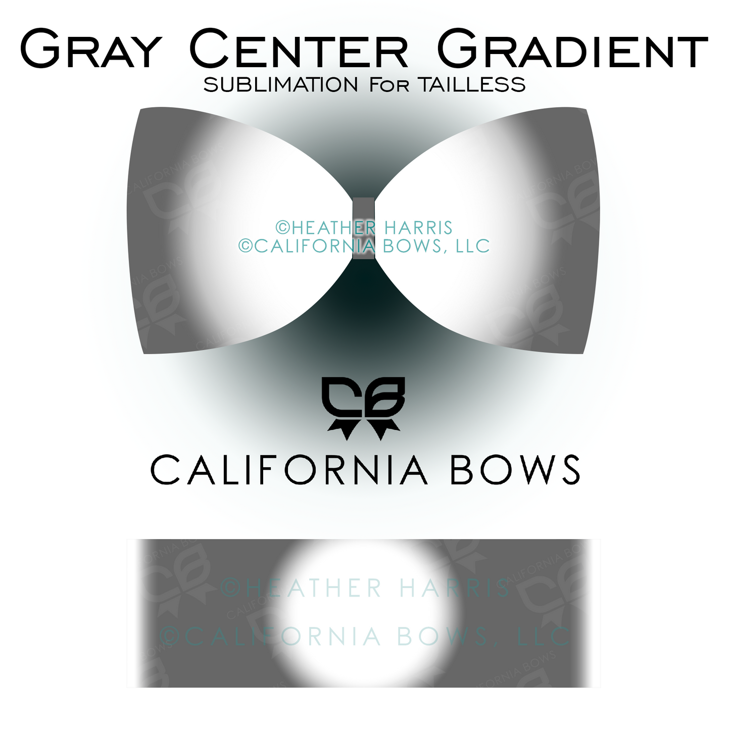 Gray Gradient TAILLESS Bow Sublimation Download PNG