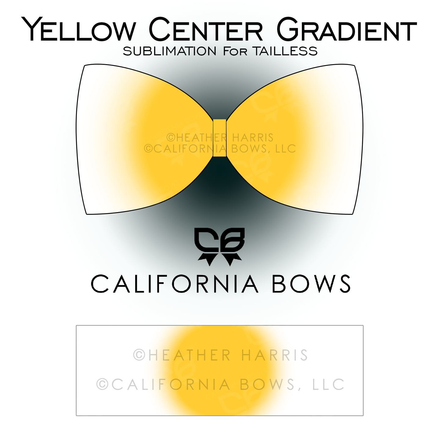 Yellow Gradient TAILLESS Bow Sublimation Download PNG