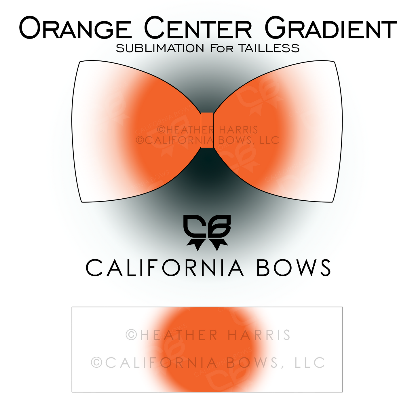 Orange Gradient TAILLESS Bow Sublimation Download PNG