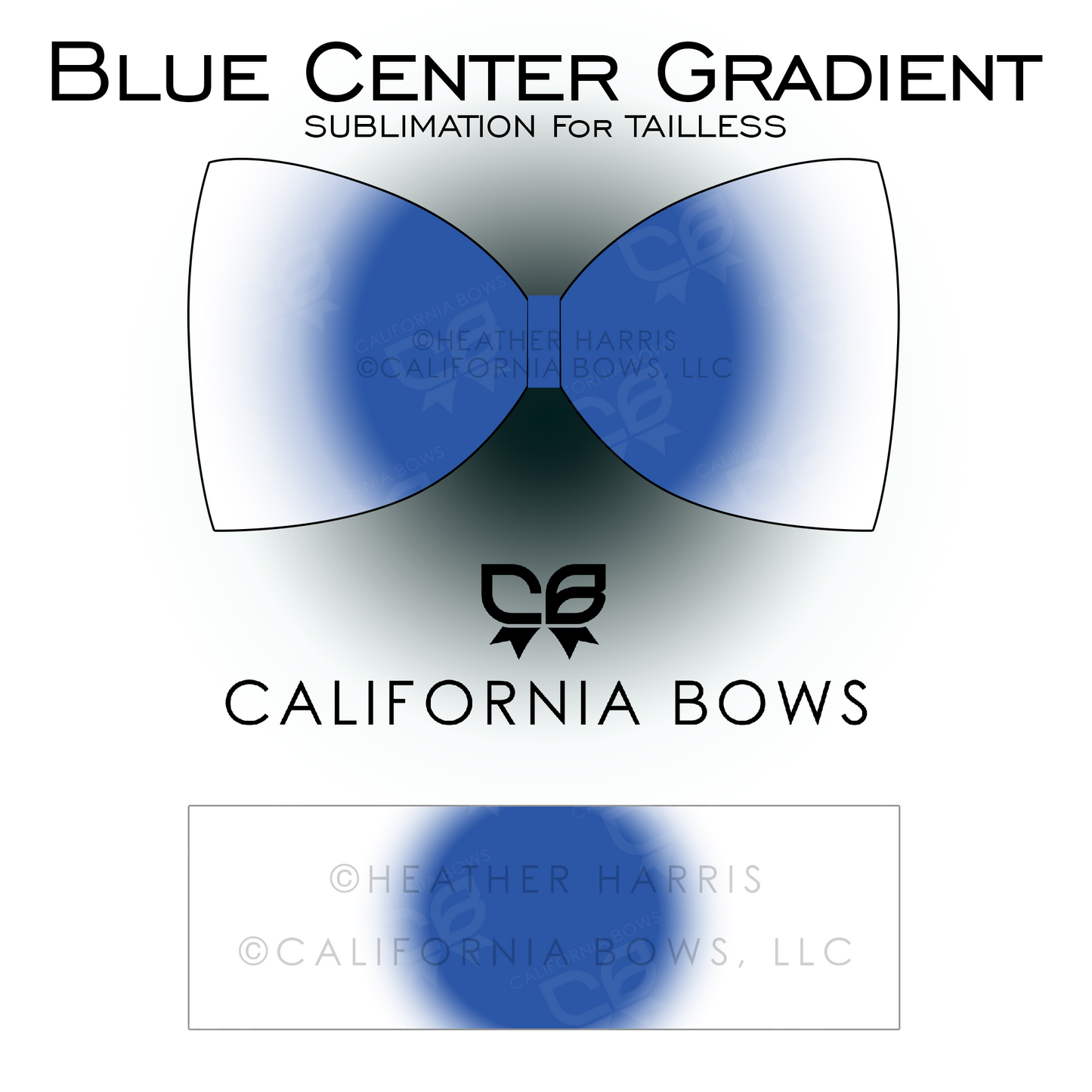 Blue Gradient TAILLESS Bow Sublimation Download PNG