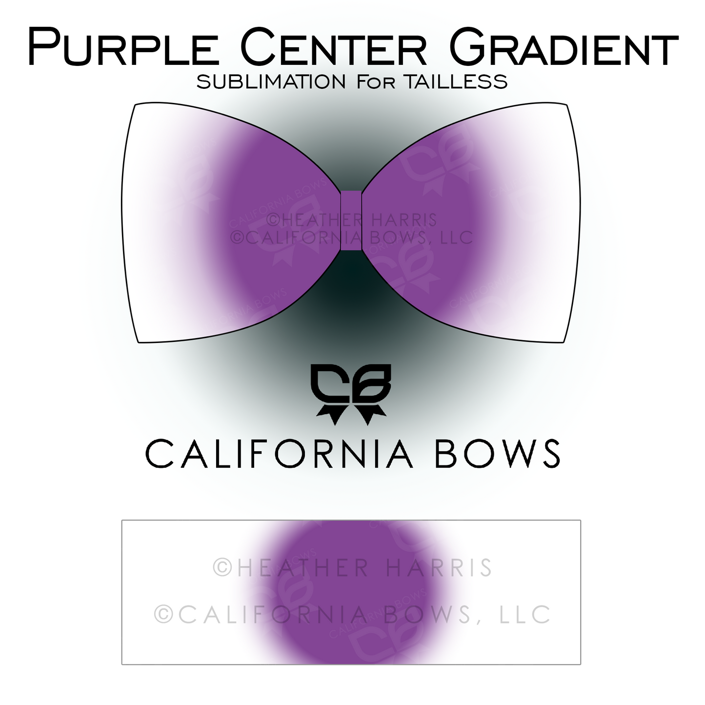Purple Gradient TAILLESS Bow Sublimation Download PNG