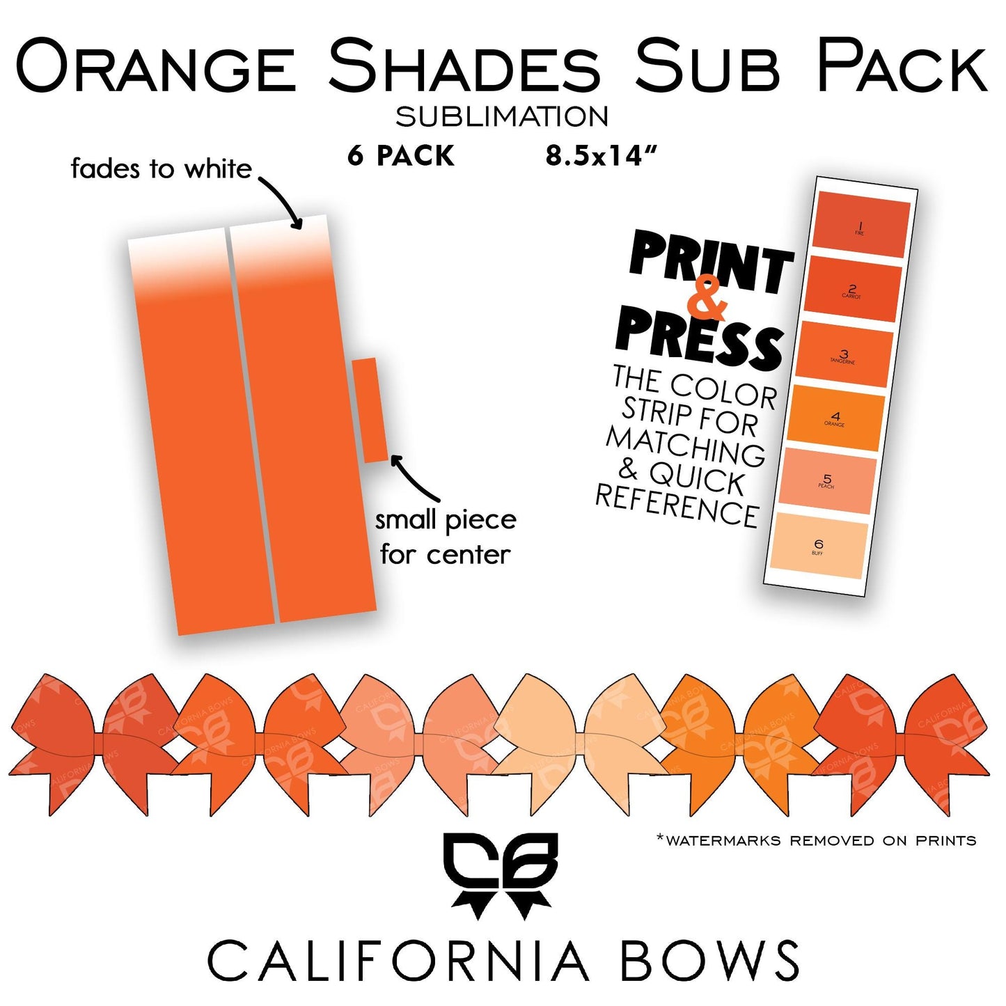 Orange Shades Cheer Bow Design Sublimation Download PNG
