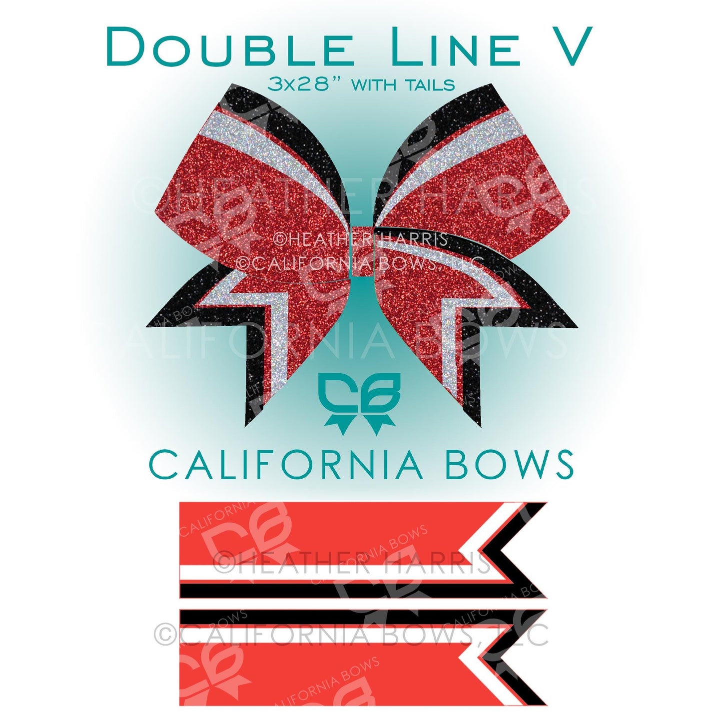 Double Line V Cheer Bow Download Cut File Double Line