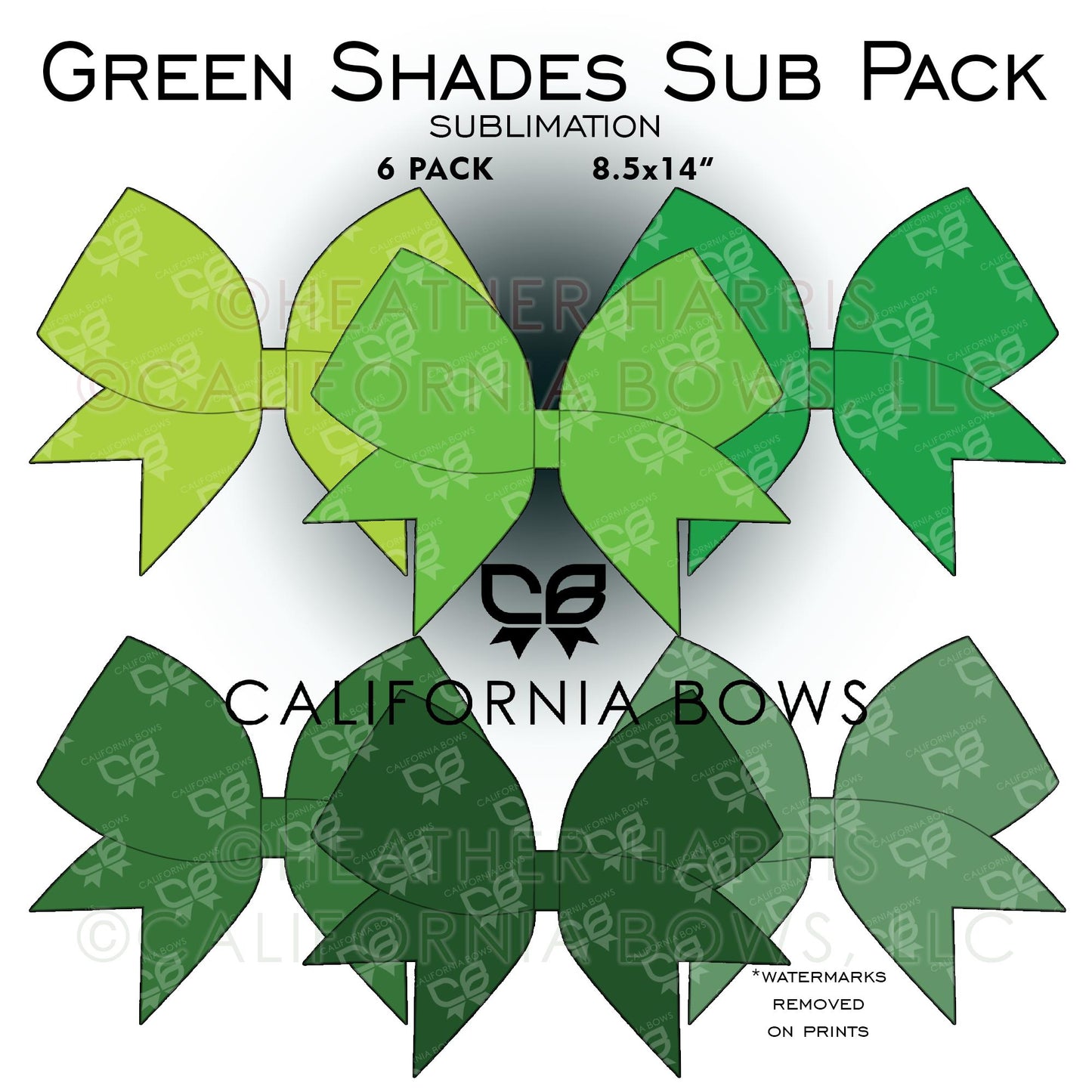 Green Shades Cheer Bow Design Sublimation Download PNG