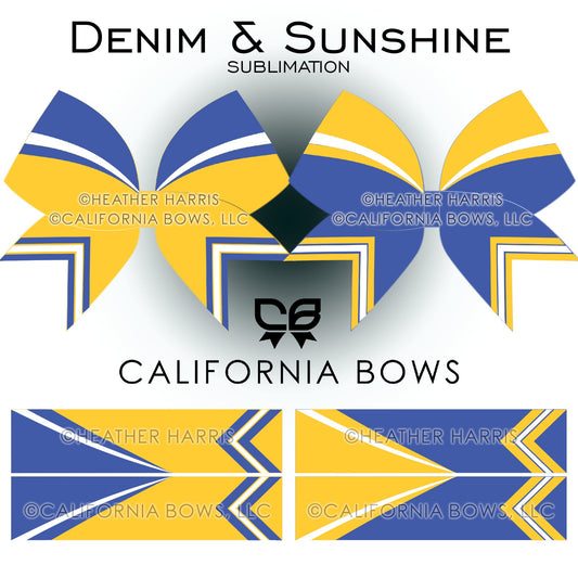Denim Sunshine Athletic Cheer Bow Design Sublimation Download PNG