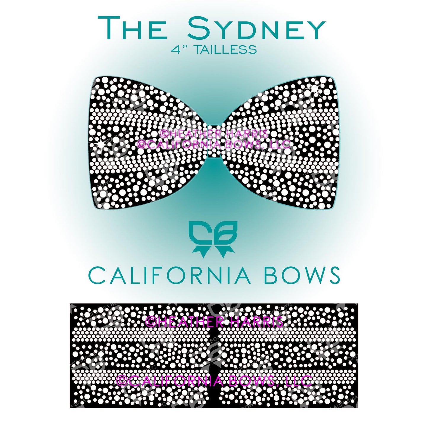 Sydney 4" Tailless Bow Rhinestone Template Download
