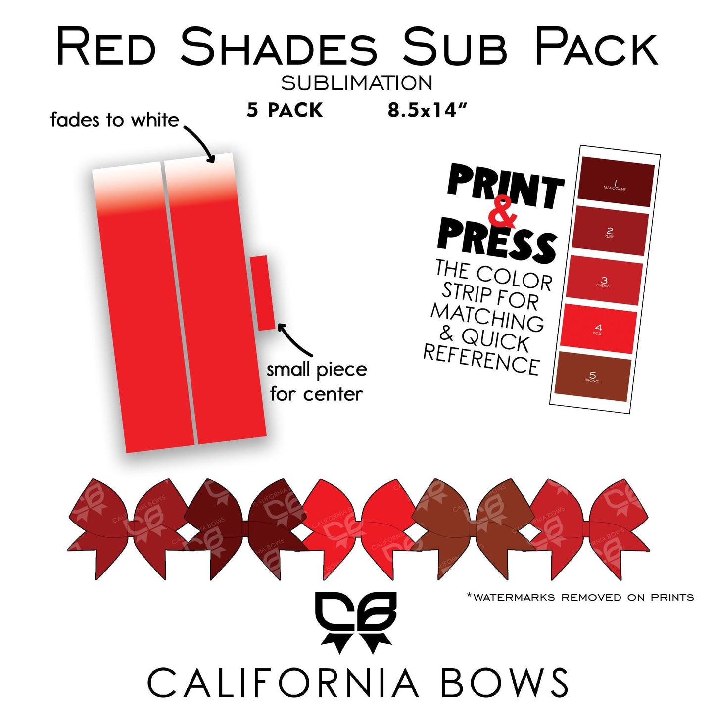 Red Shades Cheer Bow Design Sublimation Download PNG