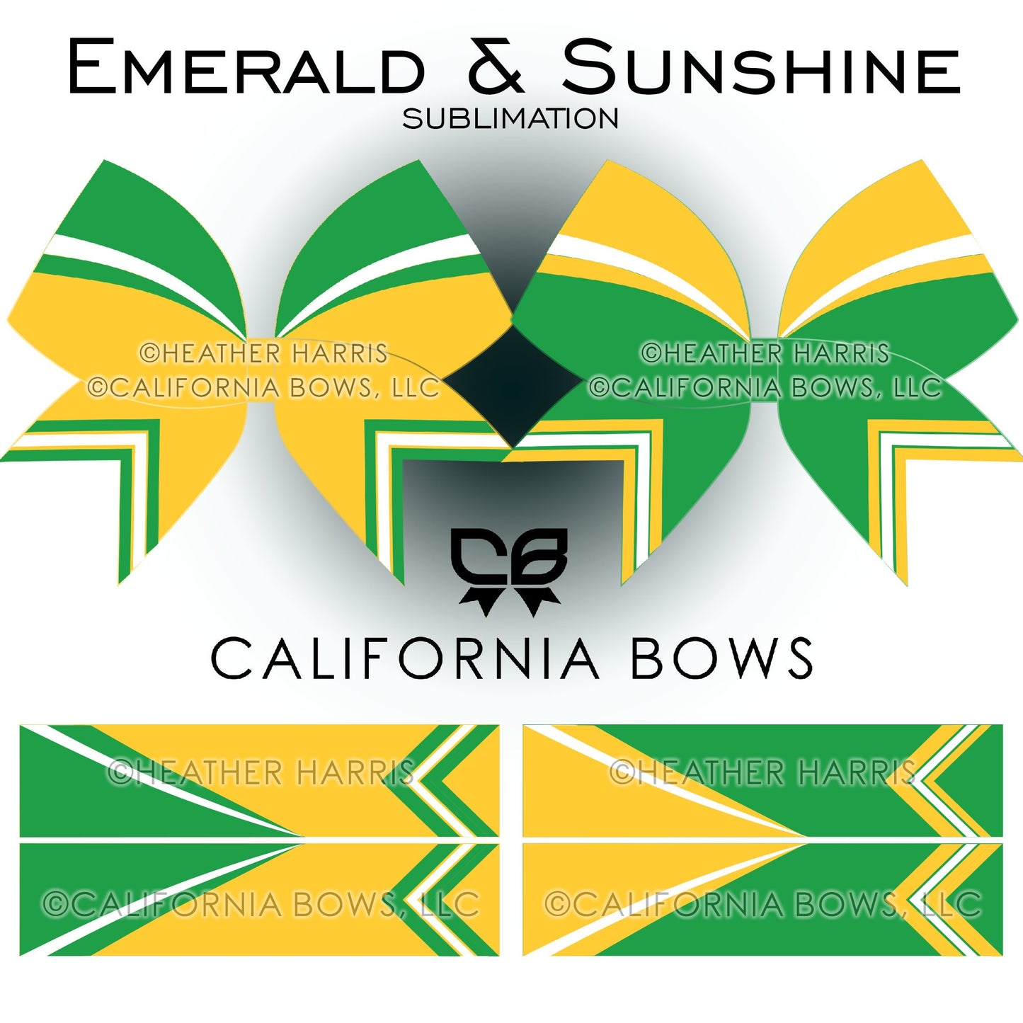 Emerald Sunshine Athletic Cheer Bow Design Sublimation Download
