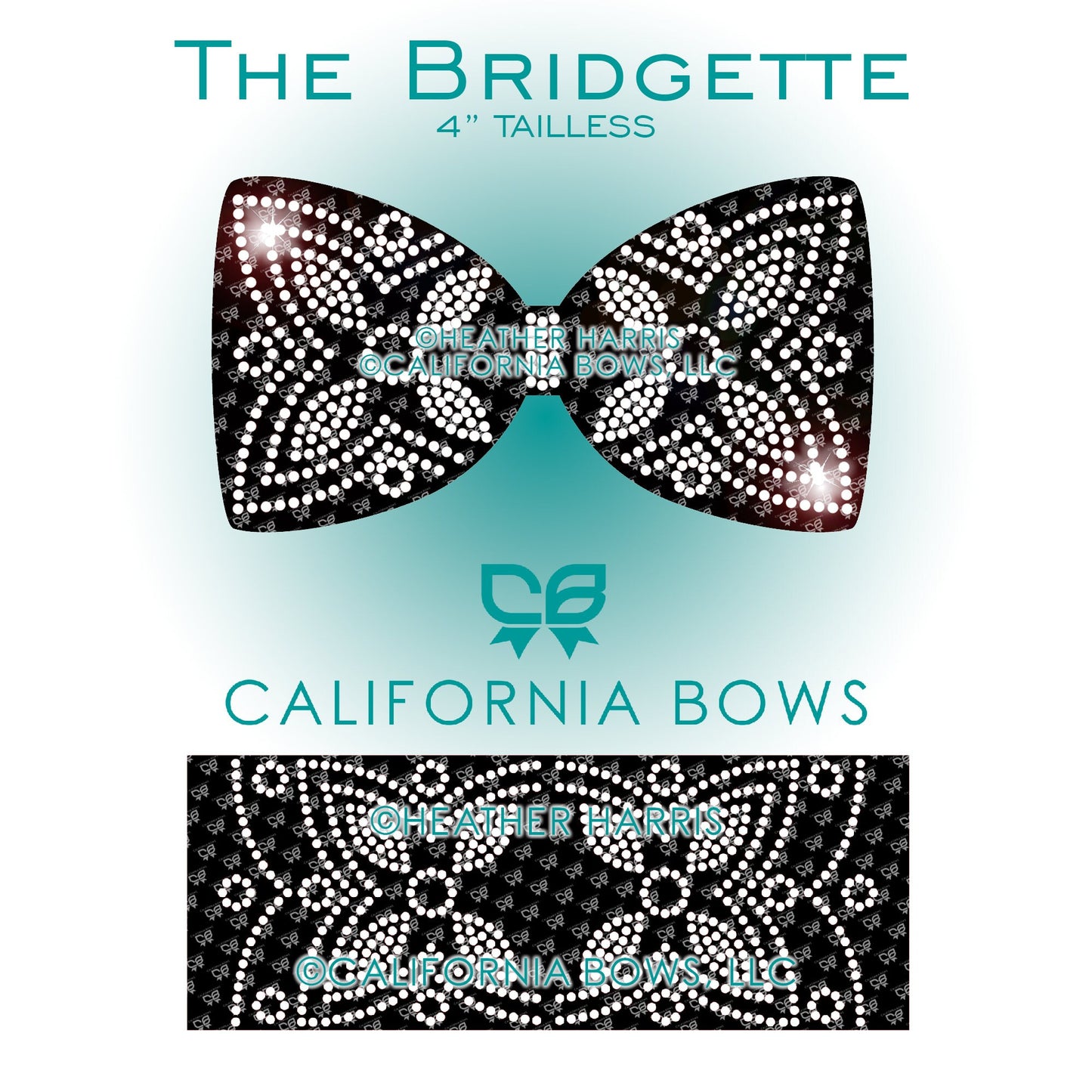 Bridgette 4" Tailless Bow Rhinestone Template Download