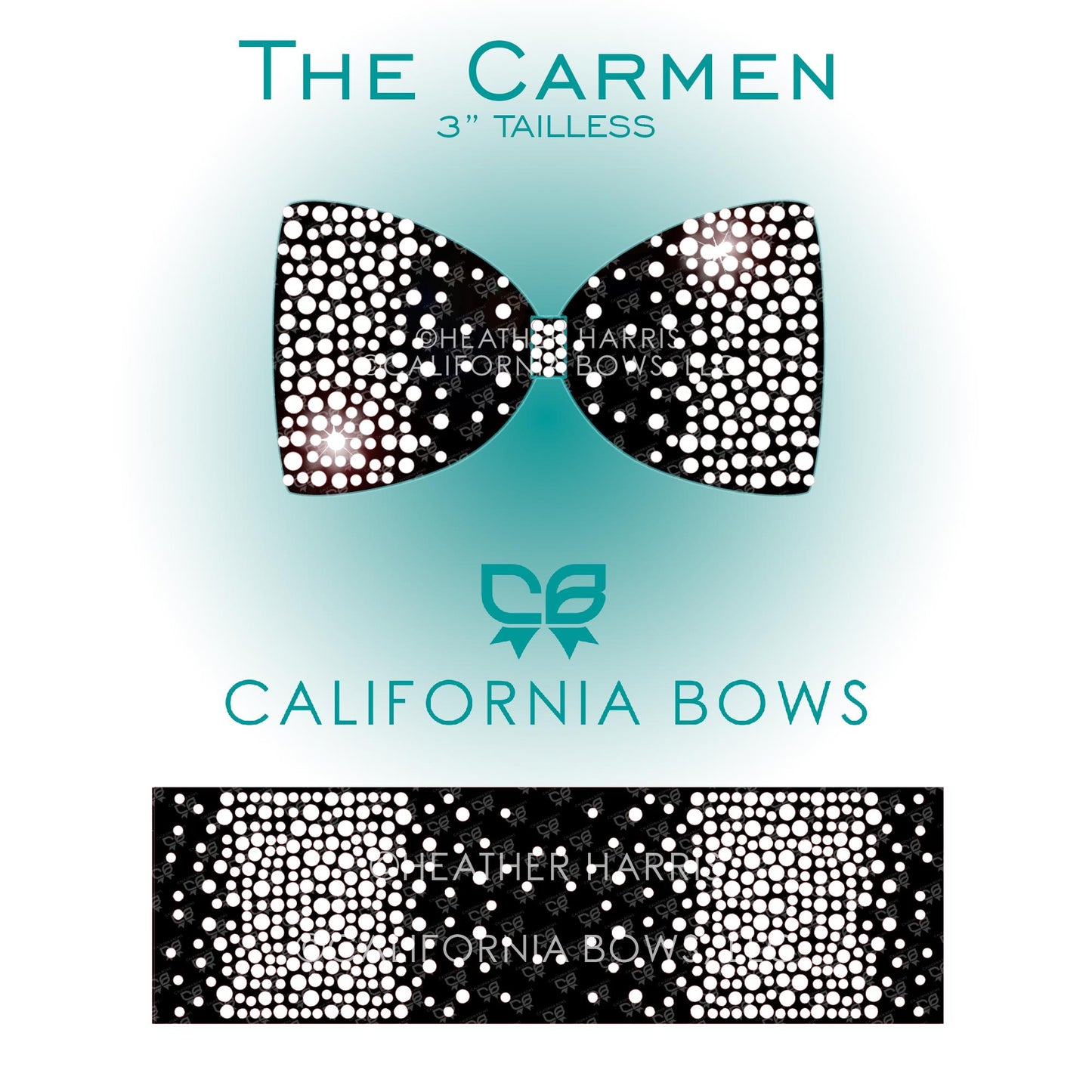Carmen 3" Cheer Bow Rhinestone Tailless Template