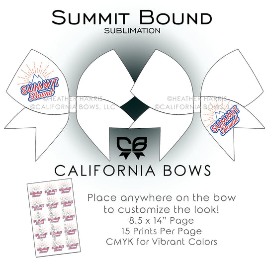 Summit Bound Cheer Bow Design Sublimation Download PNG