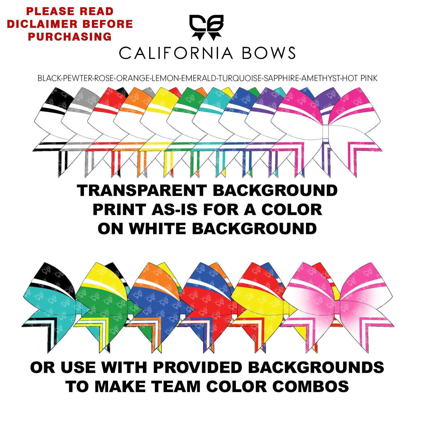 PRO PACK Cheer Bow Design Sublimation Download PNG
