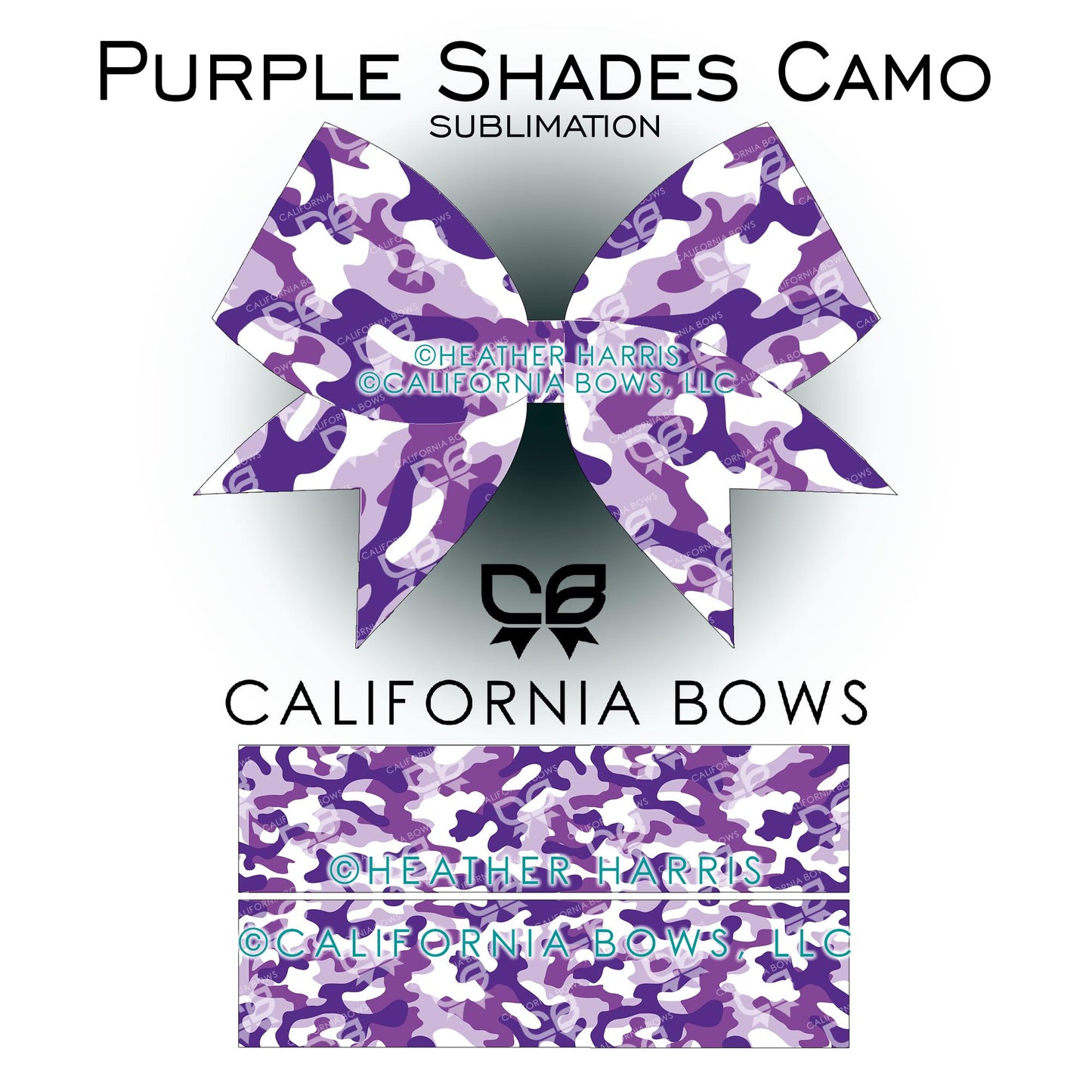 Purple Camo Cheer Bow Design Sublimation Download PNG