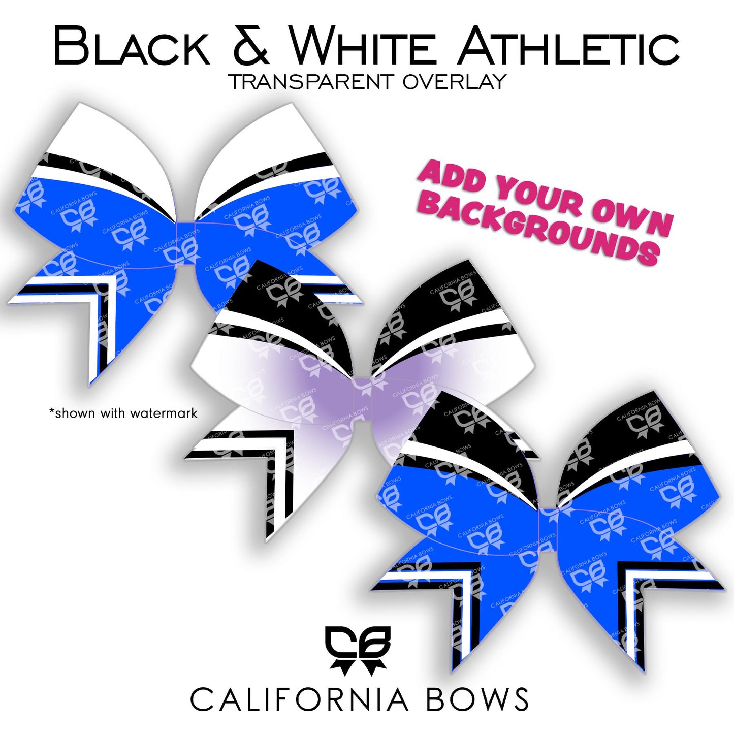 Athletic Transparent Overlay Cheer Bow Design Sublimation Download PNG
