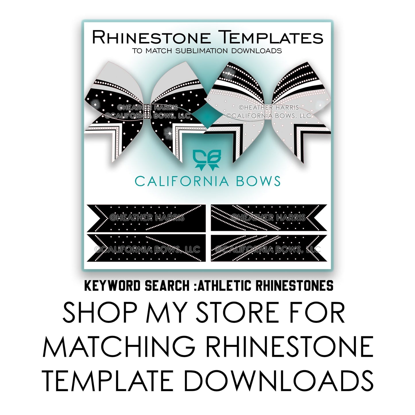 Black & White Athletic Cheer Bow Design Sublimation Download PNG