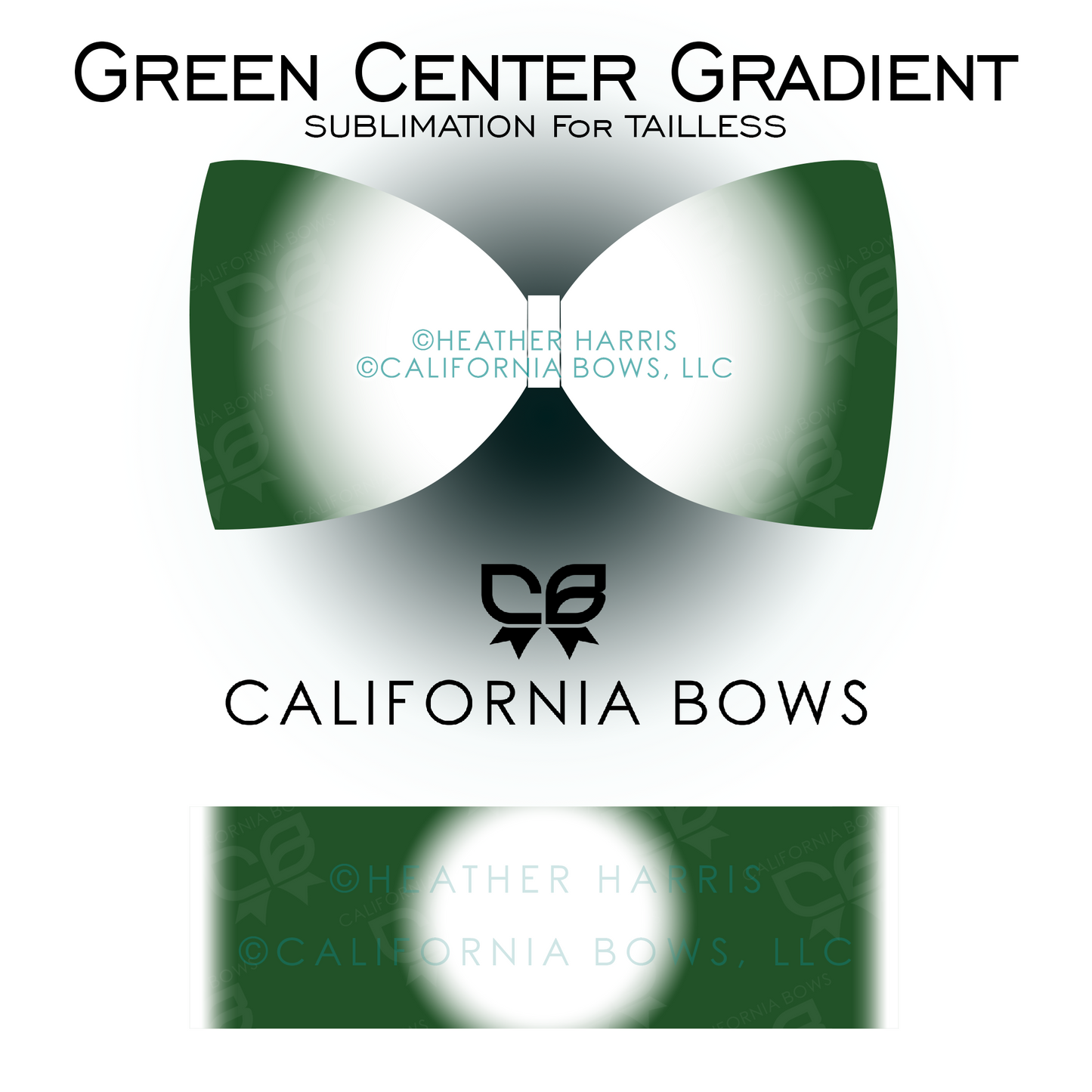 Dark Green Gradient TAILLESS Bow Sublimation Download PNG