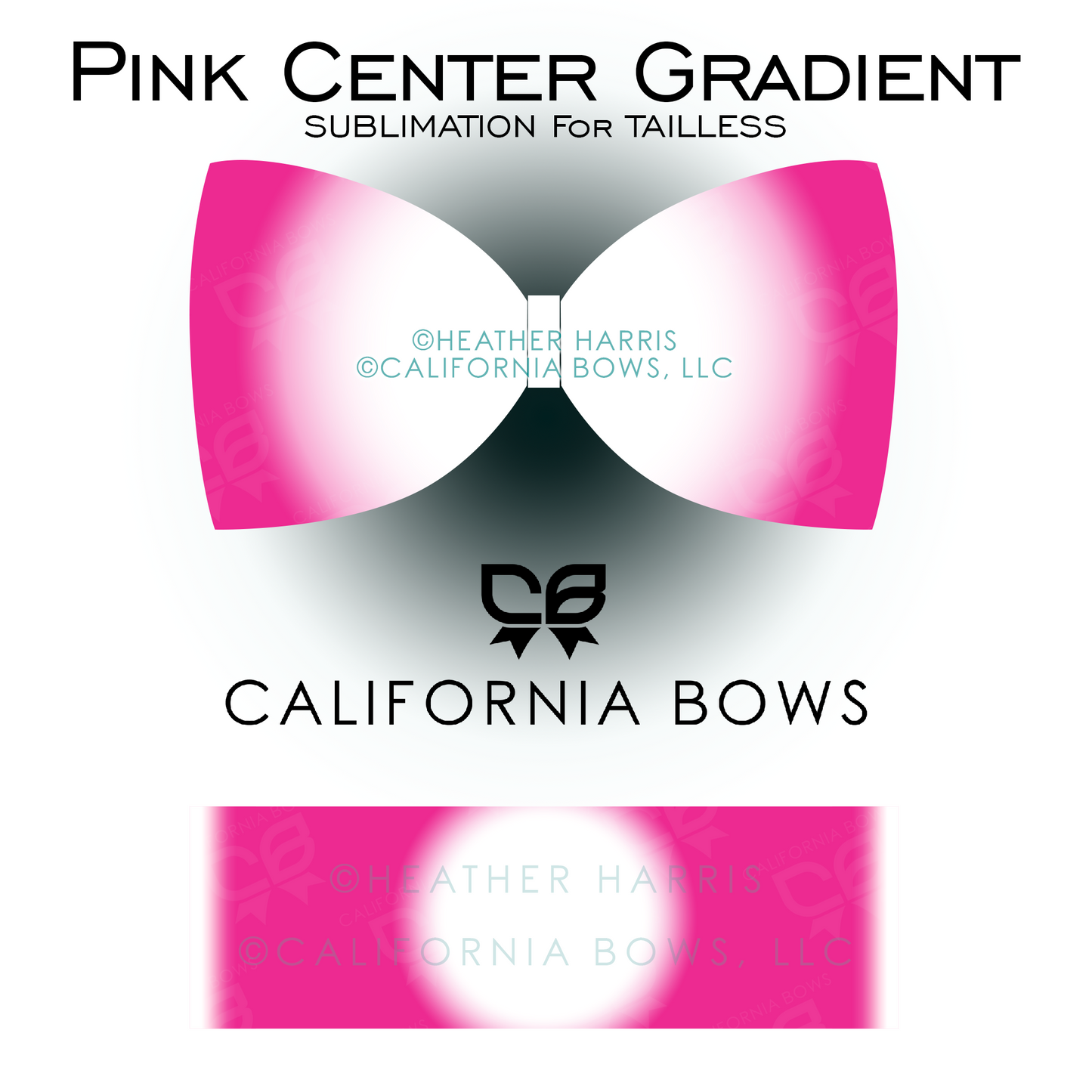 Hot Pink Gradient TAILLESS Bow Sublimation Download PNG