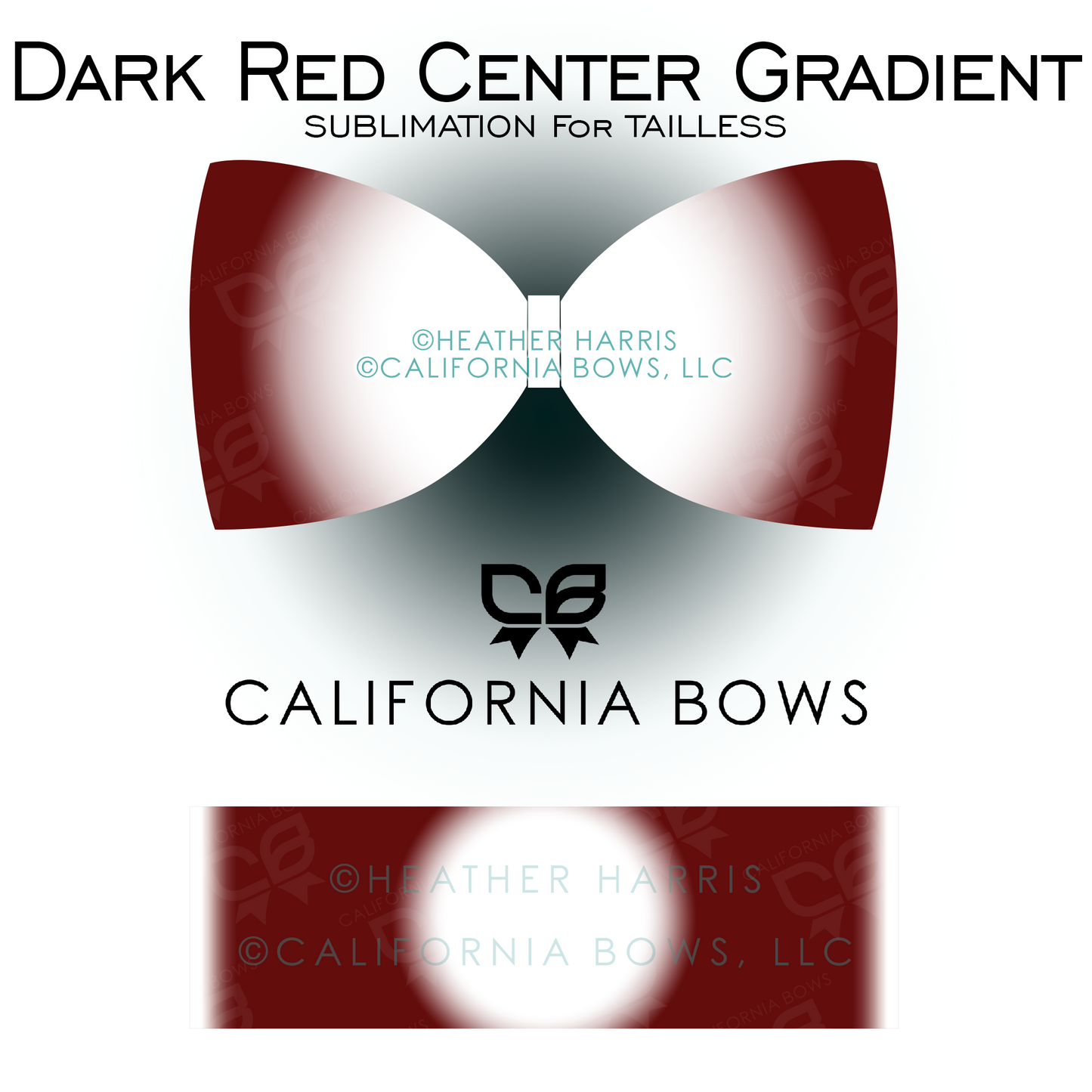 Dark Red Gradient TAILLESS Bow Sublimation Download PNG