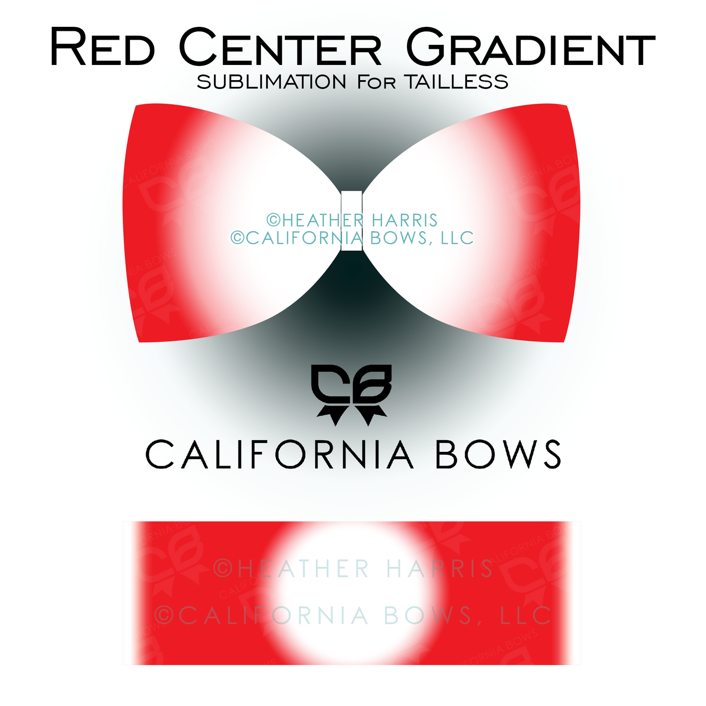 Red Gradient TAILLESS Bow Sublimation Download PNG
