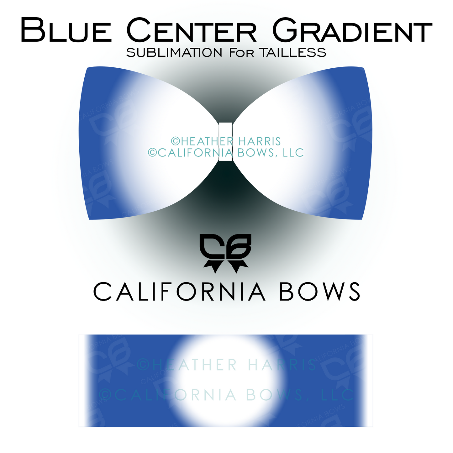 Blue Gradient TAILLESS Bow Sublimation Download PNG