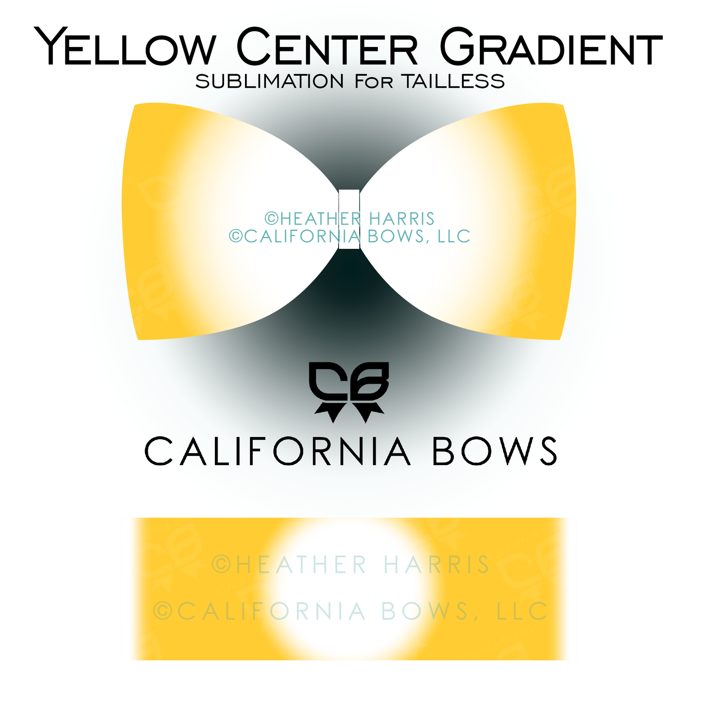 Yellow Gradient TAILLESS Bow Sublimation Download PNG