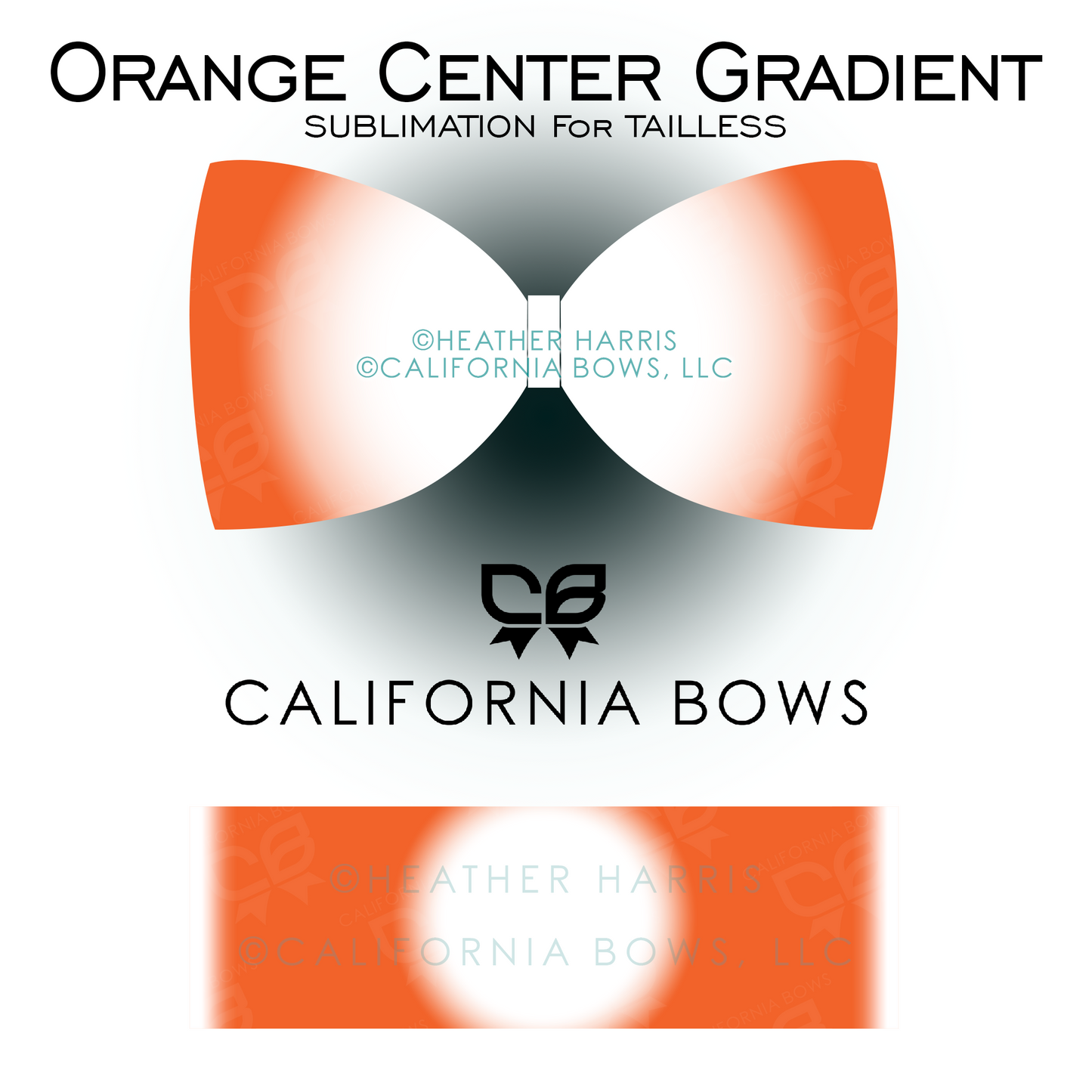 Orange Gradient TAILLESS Bow Sublimation Download PNG